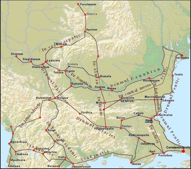 Map of Roman Roads on the Balkan